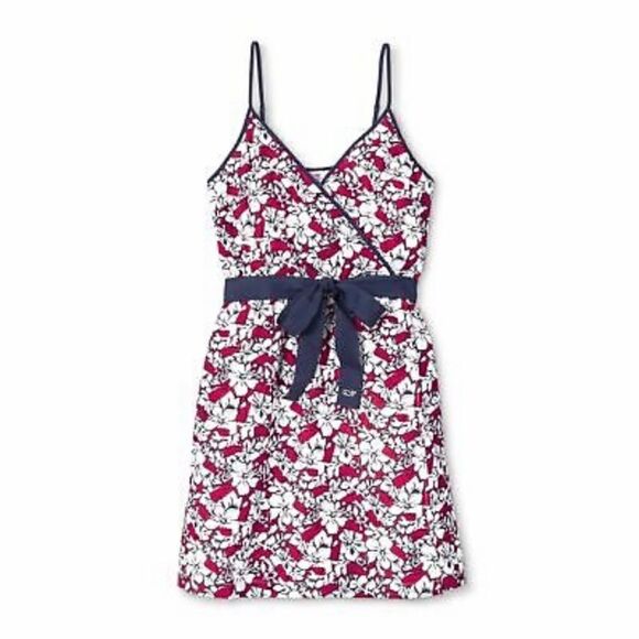 Vineyard Vines | Target Women's Hibiscus Whale Strappy V-Neck Wrap Dress | L - Picture 1 of 9